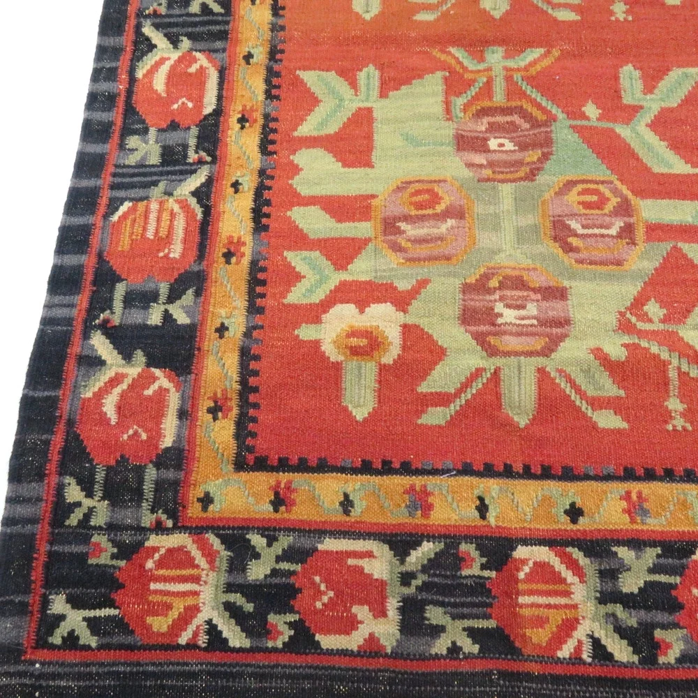 Kurdish Hand-Knotted Rug Wool Kilim Tribal-style Floral Motifs 64x38